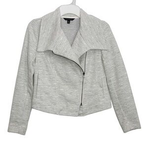Banana Republic Textured Knit Moto Jacket Asymmetrical Zip, Light Grey size XS